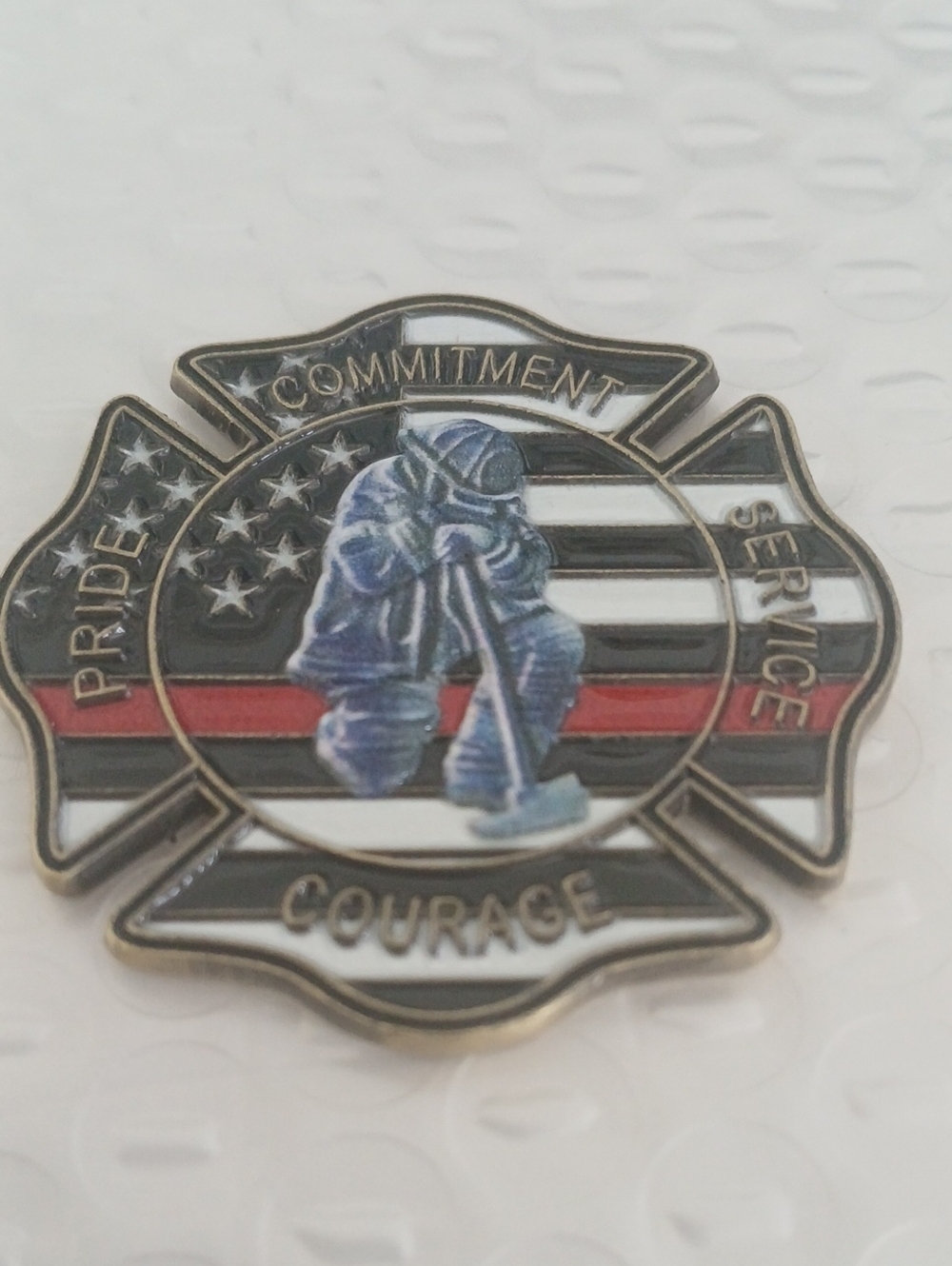 Firefighter Tribute Token - Thin Red Line Design